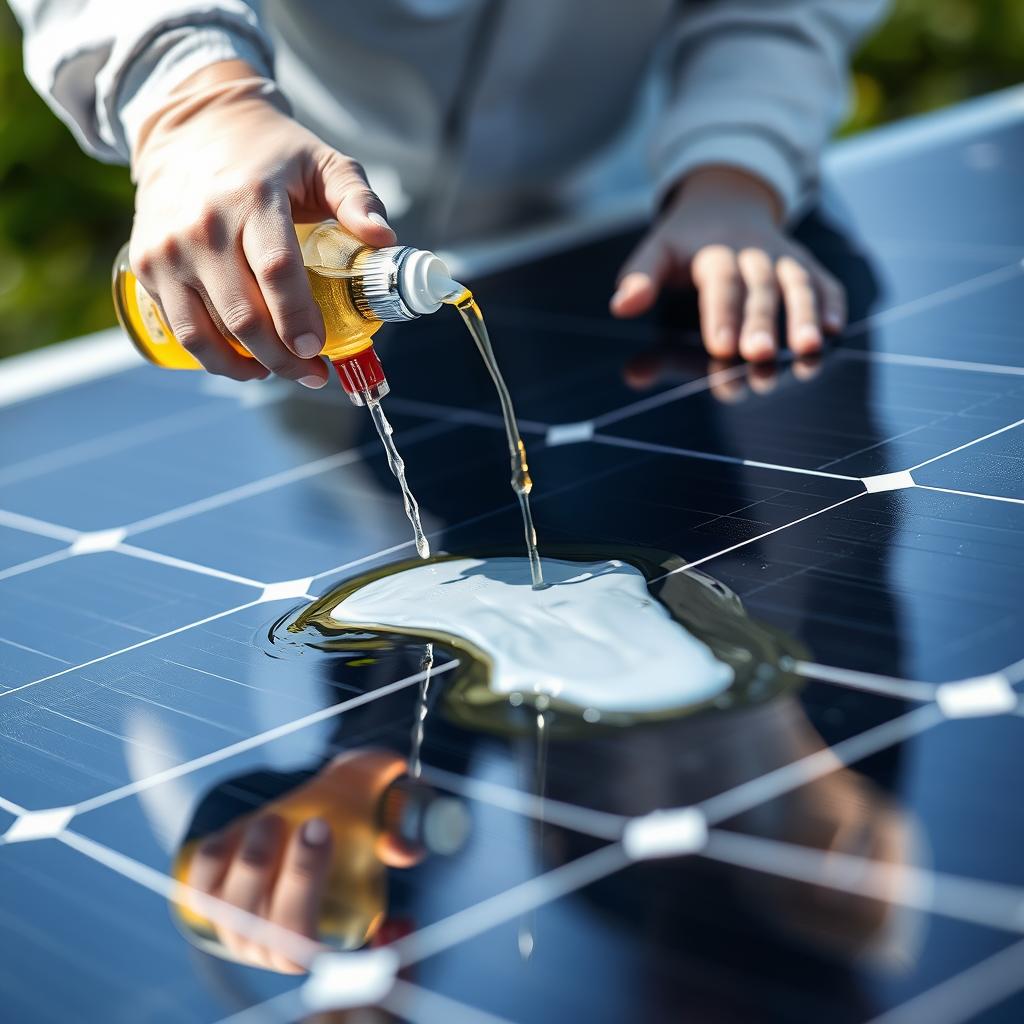 Hydrophobic coating being applied to solar panel